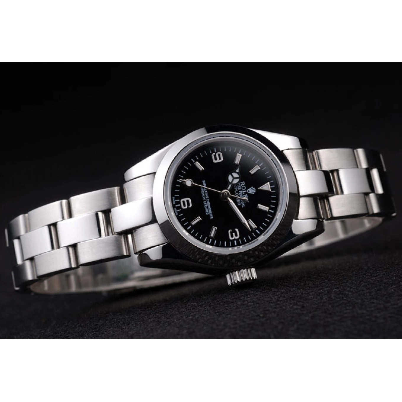 Rolex copies cheap Stainless Explorer Polished Black 98089 Dial Steel Rolex 0706